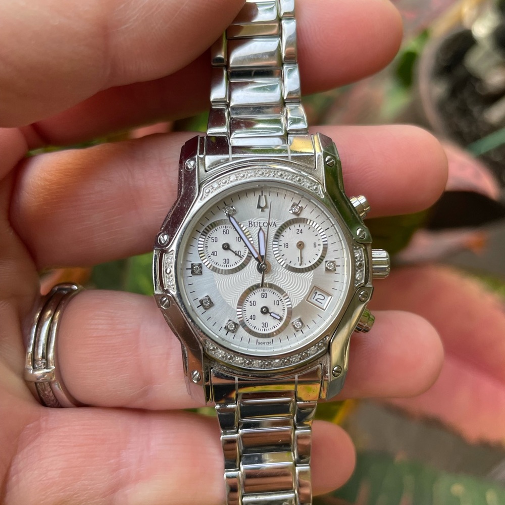 Bulova C8671512 Women’s Chronograph Diamond Studded Bezel Watch - Picture 6 of 12